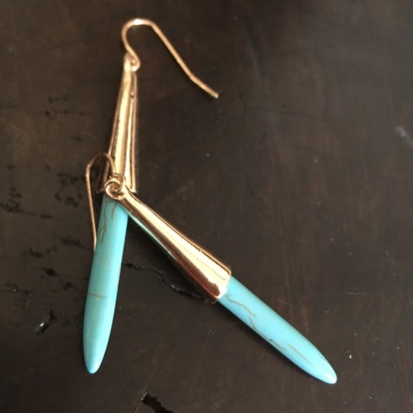 Jewelry - Gold and Turquoise Dangle Earrings
